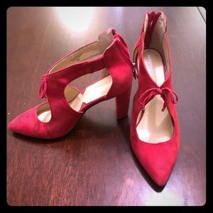 Adrienne Vittadini red suede pumps.